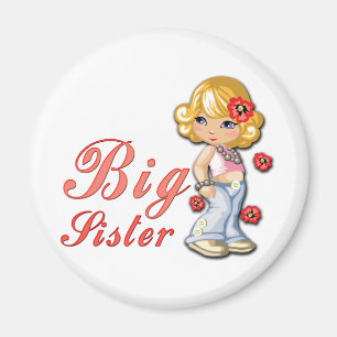 Big Sister and Flowers Magnet