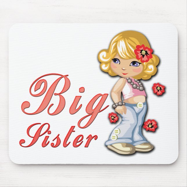 Big Sister and Flowers Mouse Pad (Front)