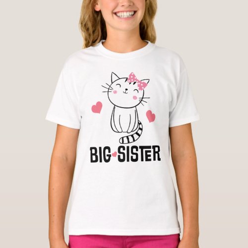 Big Sister Announcement Baby Reveal T_Shirt