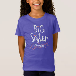 Big Sister Baby Announcement Name &amp; Monogram T-Shirt