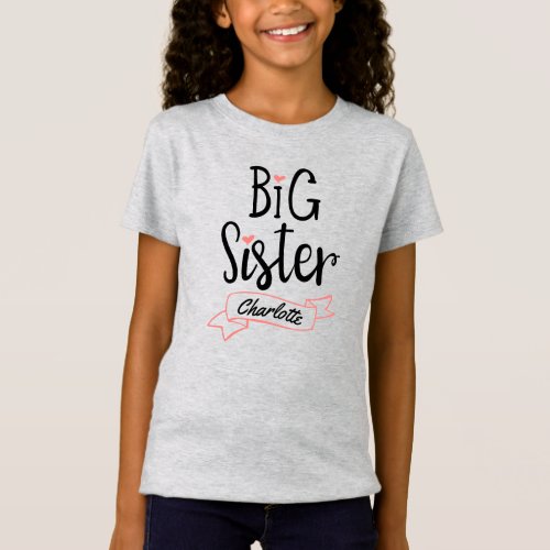 Big Sister Baby Announcement Name  Monogram T_Shirt