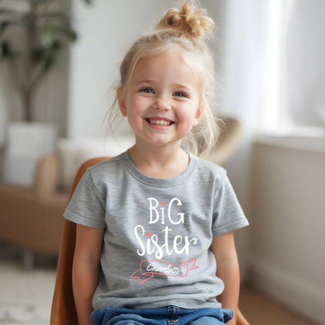 Big Sister Baby Announcement Name & Monogram Tri-Blend Shirt (Big Sister Baby Announcement Name & Monogram Tri-Blend Shirt)