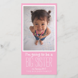 Big Sister Baby Arrival Announcement Card