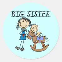 Big Sister Baby Brother T-shirts and Gifts Classic Round Sticker