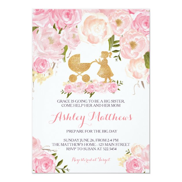 big sister baby shower invitations