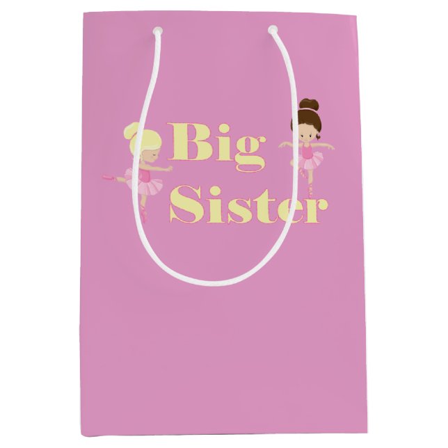 Big Sister Ballerina Sibling  Medium Gift Bag (Front)