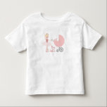 Big Sister Ballerina Stroller Toddler T-shirt<br><div class="desc">Illustration of a ballerina with blonde hair standing with a stroller with baby ballerina legs kicking. Text says, "big sister"</div>