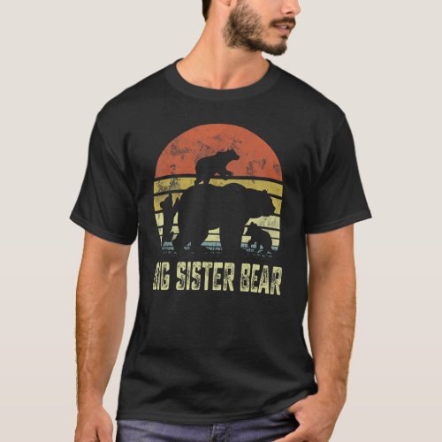 Big Sister Bear Matching Family Cub 3 kids Mother T_Shirt