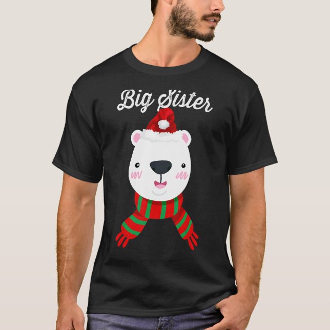 Big Sister Bear Santa Hat  Christmas Matching Fami T-Shirt (Front)