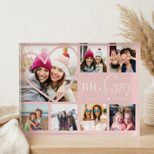 Big Sister BFF Heart Photo Collage Keepsake Gift Block