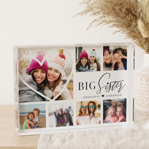 Big Sister BFF Heart Photo Collage Keepsake Gift Block