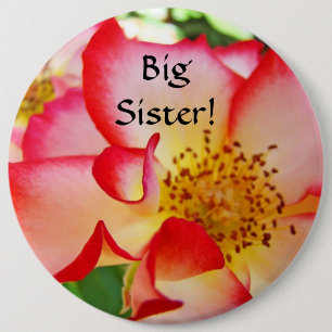Big Sister! big button Pink White Red Rose Flower