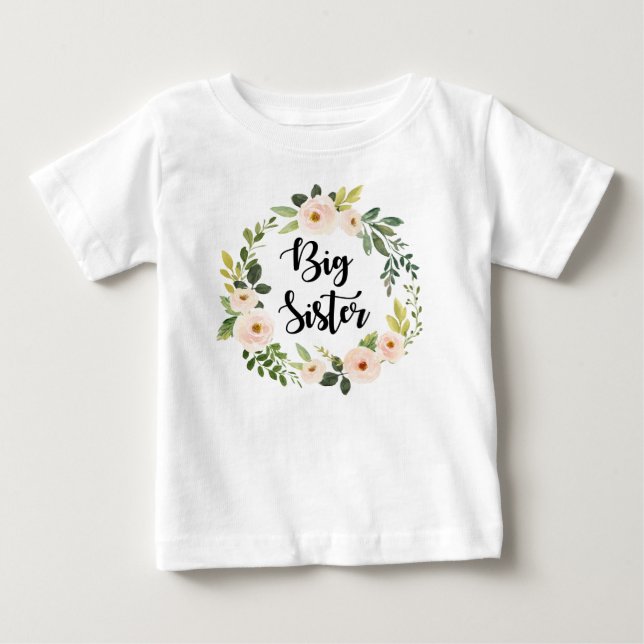 Big Sister blush floral Baby T-Shirt (Front)