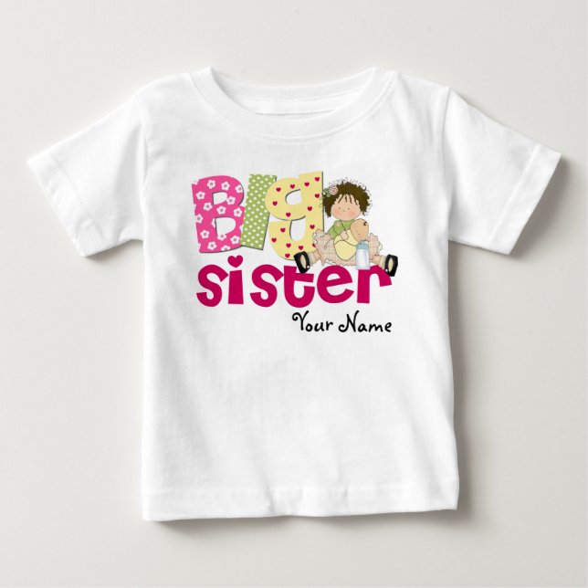 Big Sister Brunette Personalized T-Shirt (Front)