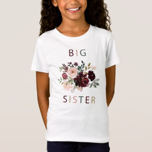 Big Sister Burgundy Floral Watercolor Shirt 2
