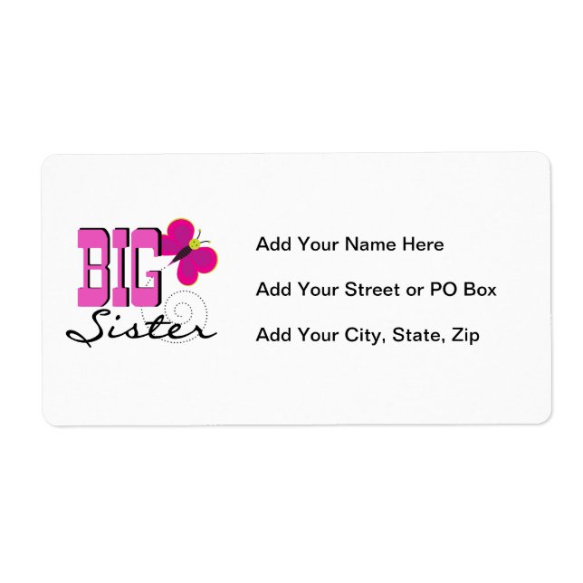 Big Sister - Butterfly Gifts Label (Front)