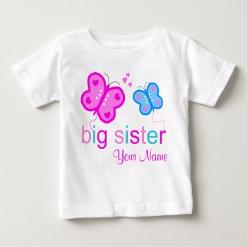 Big Sister Butterfly Personalized T-shirt by mybabytee at Zazzle