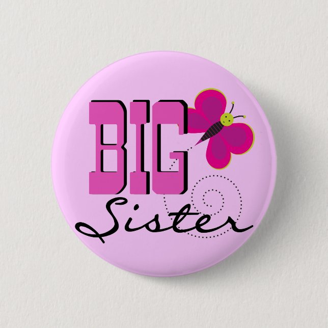 Big Sister Butterfly Tshirts and Gifts Button (Front)