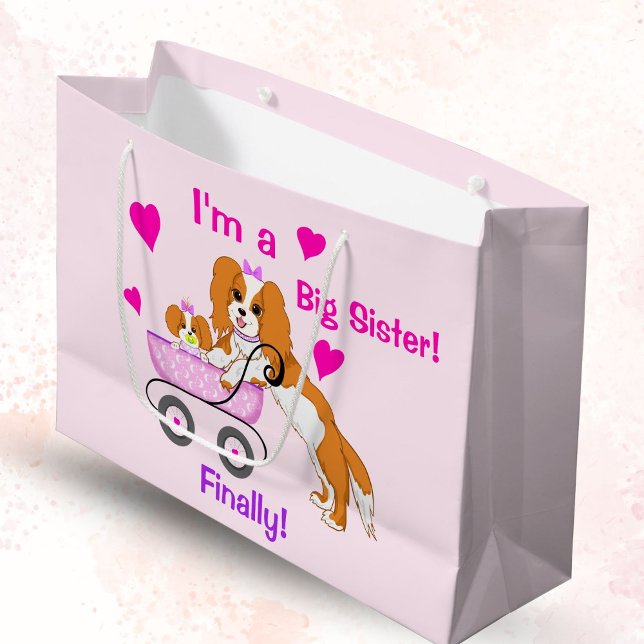 Big Sister Cavalier King Charles Spaniel Finally! Large Gift Bag (Creator Uploaded)