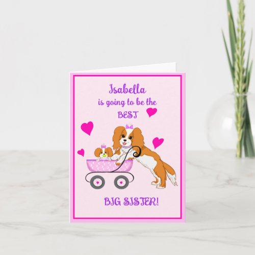 Big Sister Cavalier King Charles Spaniel Name Card