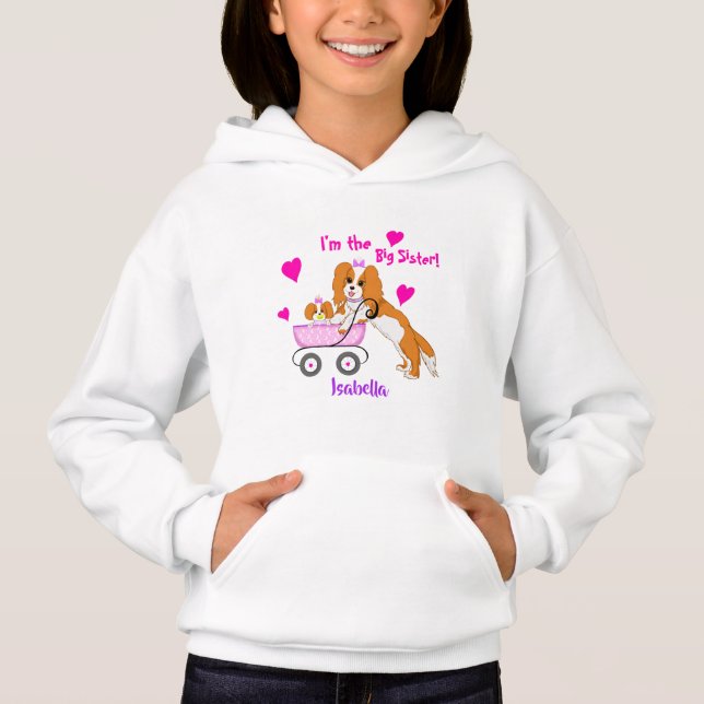 Big Sister Cavalier King Charles Spaniel Name  Hoodie (Front)
