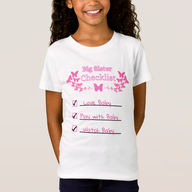 Big Sister Checklist T-Shirt (Front)