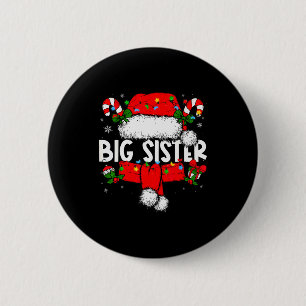 Big Sister Christmas Pajama Santa Claus Family Mat Button