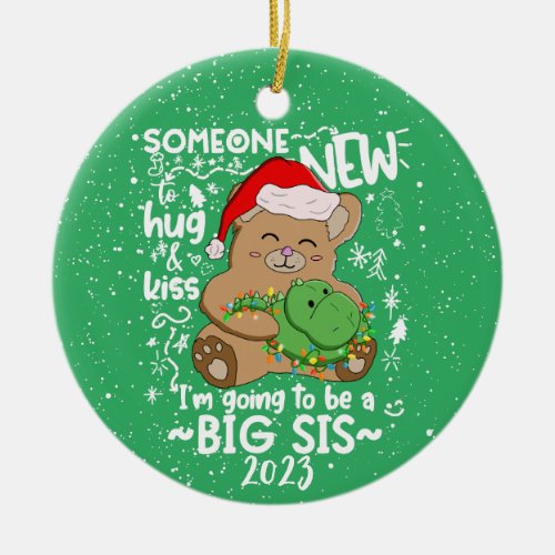 Big Sister Christmas Pregnancy Announcement Ceramic Ornament