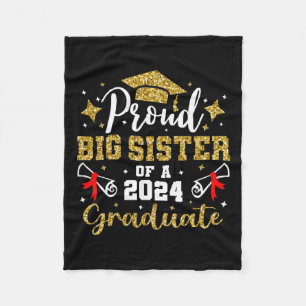 Big Sister Cl Of 2024 Graduate Senior Graduation Fleece Blanket