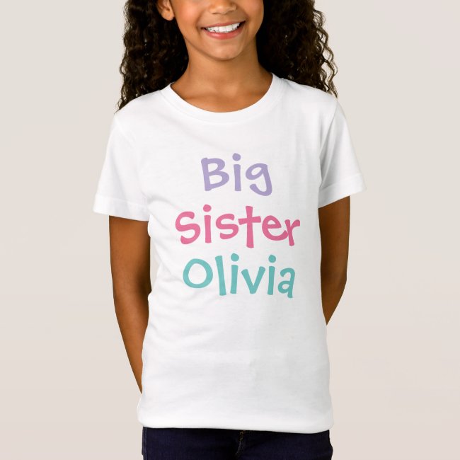 Big Sister Colorful Monogram Girl's T-Shirt