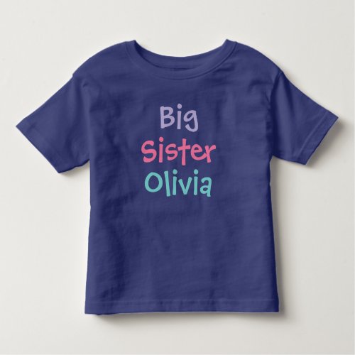 Big Sister Colorful Monogram Girls Toddler T_shirt