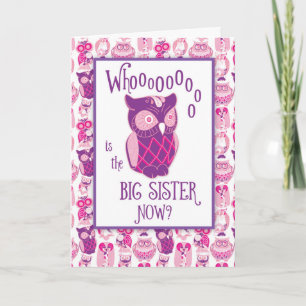 Big Sister Congratulations, Cute Owls Card