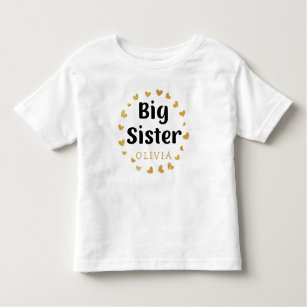 Big Sister Custom Name with gold hearts Toddler T-shirt