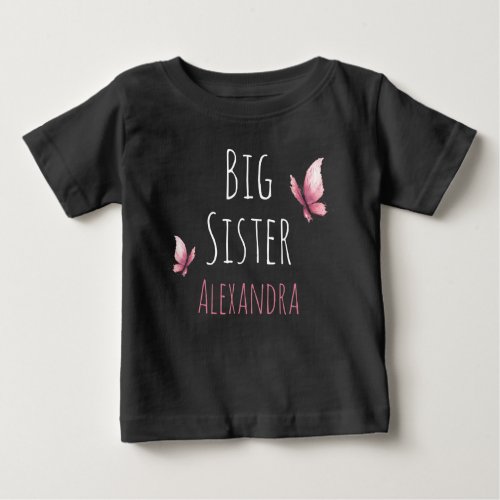 Big sister customizable name watercolor butterfly baby T_Shirt