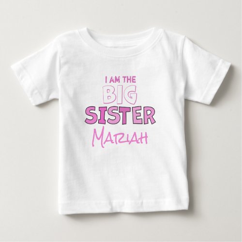 Big Sister Cute Girl Personalized Pink Custom Baby T_Shirt