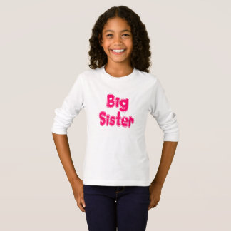BIG SISTER Cute Sibling Pink Word Text T-Shirt
