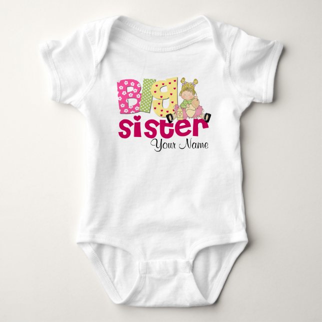 Big Sister Doll Personalized T-shirt Baby Bodysuit (Front)
