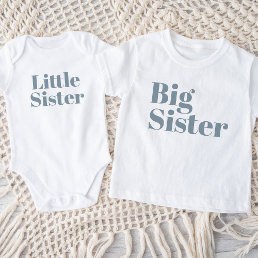 Big Sister | Dusty Blue Matching Sibling Family Baby T-Shirt