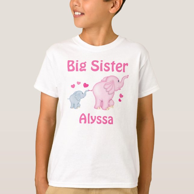 Big Sister Elephant Personalized T-shirt (Front)