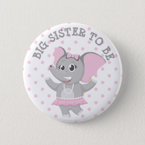 Big Sister Elephant Pink Polka Dot Baby Shower Pin