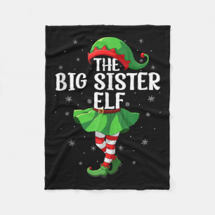 Big Sister Elf Christmas Girls Women Elf Squad Xma Fleece Blanket