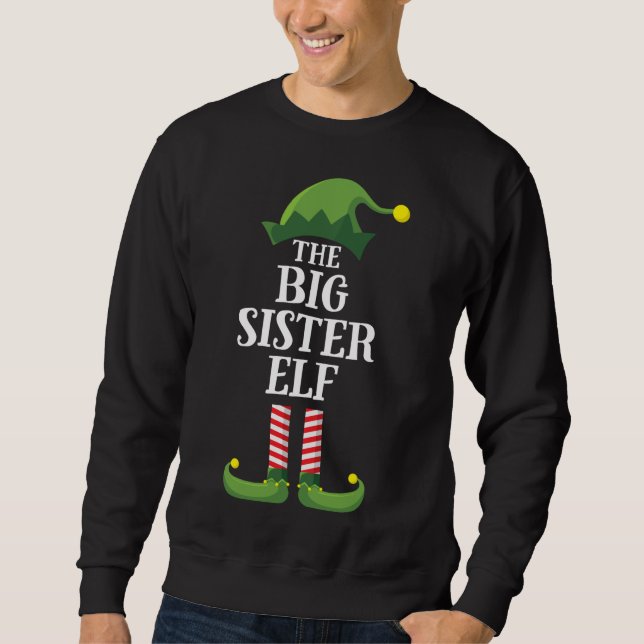Big Sister Elf Matching Family Christmas Party Sweatshirt (Front)