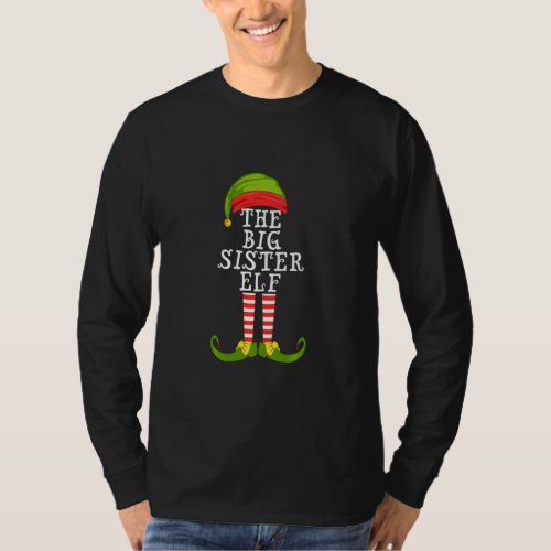 Big Sister Elf Matching Family Group Christmas Paj T_Shirt