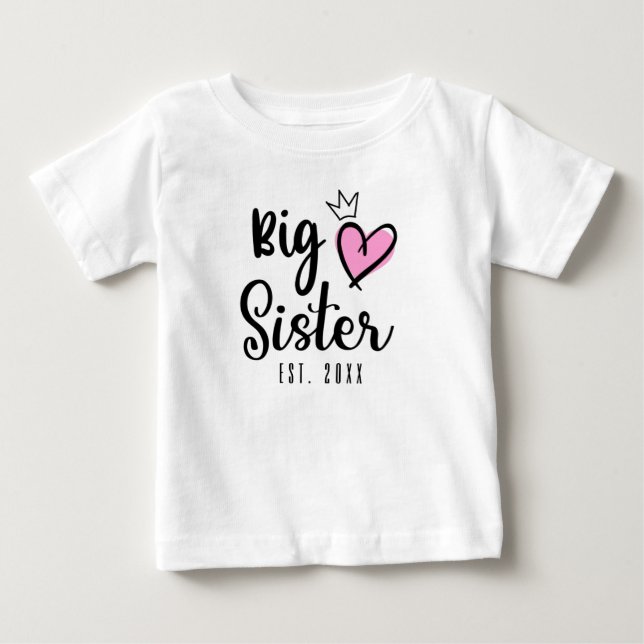 Big Sister EST 2021, pregnancy reveal Baby T-Shirt (Front)