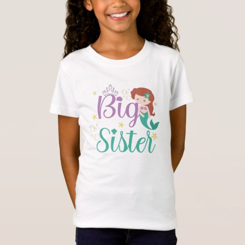 Big Sister Est 2022 Big Sister Mermaid  T_Shirt