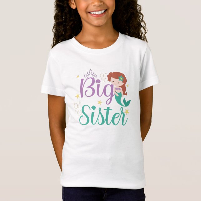 Big Sister Est 2022, Big Sister Mermaid  T-Shirt (Front)
