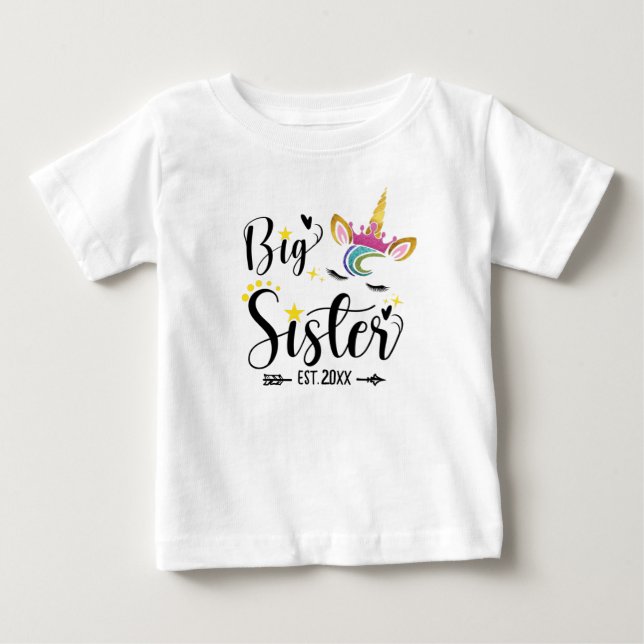 Big Sister EST.2022, unicorn Baby T-Shirt (Front)