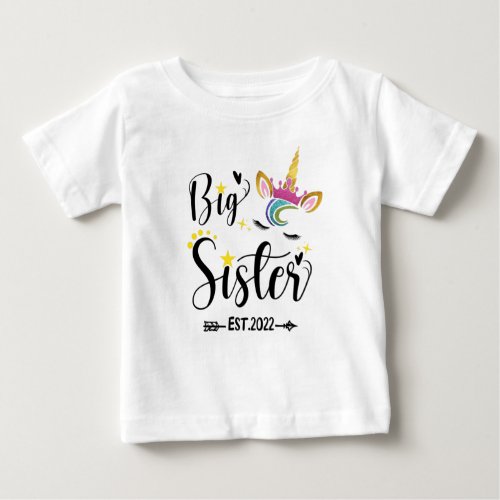 Big Sister EST2022 unicorn Baby T_Shirt