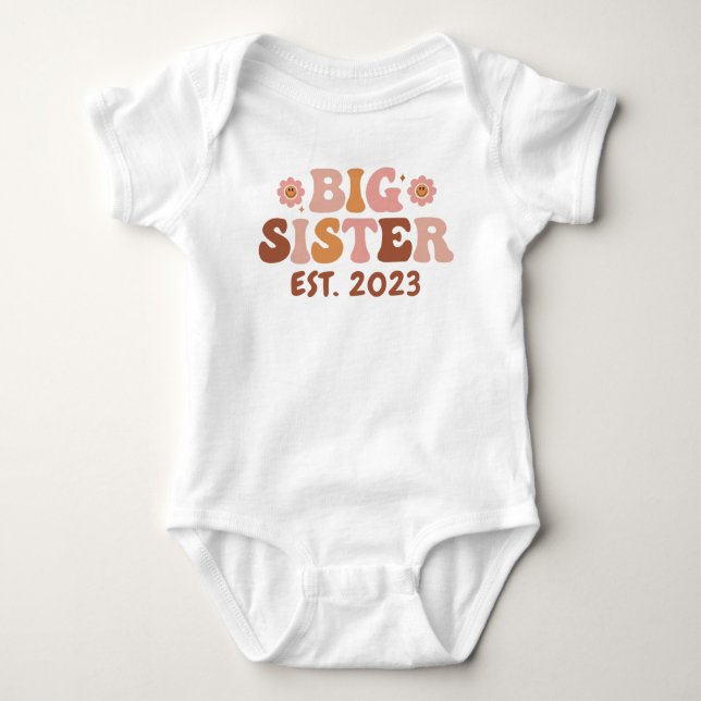 Big Sister EST.2023, New Big Sister, Announcement Baby Bodysuit (Front)