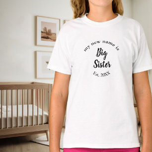 Big Sister Est Year Black Family Announcement T-Shirt